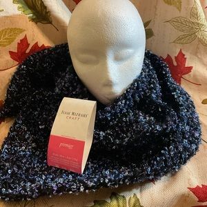 Limited Edition Handcrafted Crocheted Women’s Scarf. Black w/ Metallic Accents.